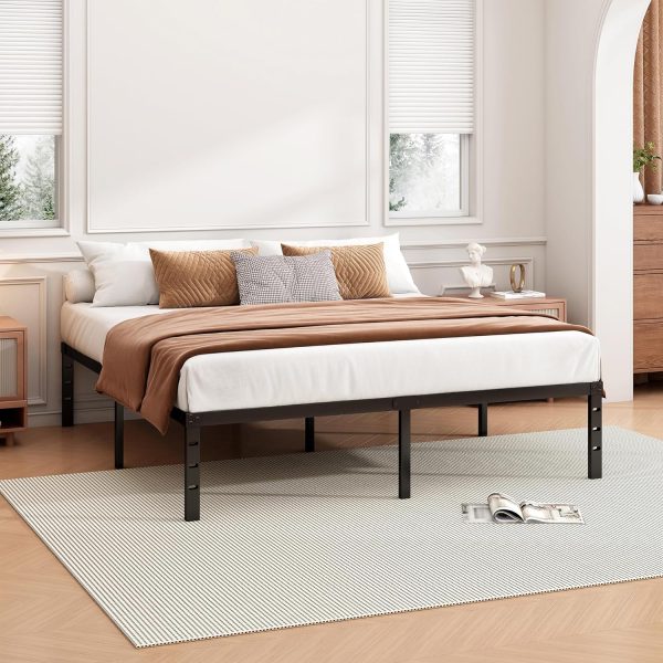 14 Inch Queen Bed Frame - Sturdy Platform Bed Frame Metal Bed Frame No Box Spring Needed Heavy Duty Queen Size Bed Frame Easy Assembly Strong Bearing Capacity, Under Bed Storage - Image 2