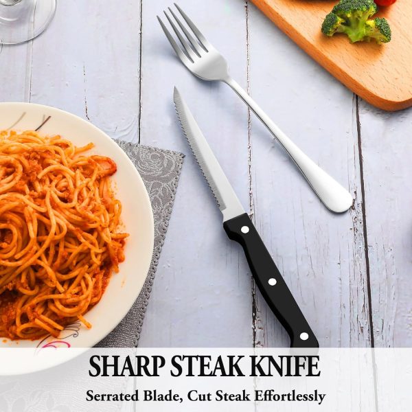 24 Pcs Silverware Set with Steak Knives Service for 4,Stainless Steel Flatware Set,Mirror Polished Cutlery Utensil Set,Home Kitchen Eating Tableware Set,Include Fork Knife Spoon Set,Dishwasher Safe - Image 5