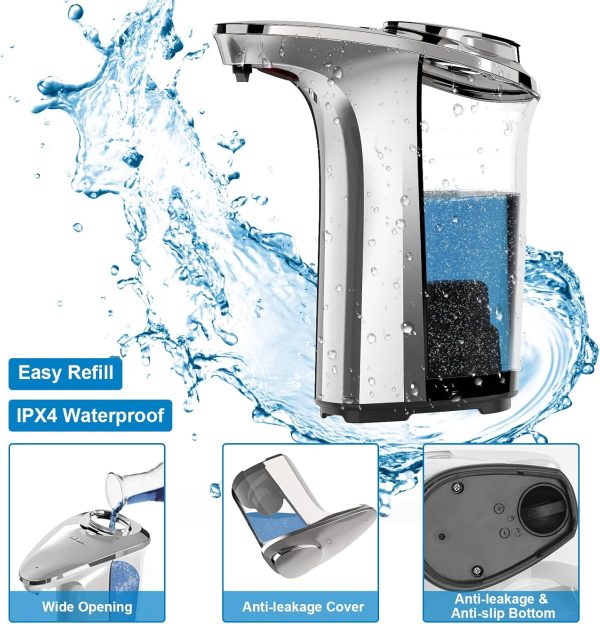 Automatic Soap Dispenser, Touchless Dish Soap Dispenser 17oz/500ml with Infrared Sensor, 5 Adjustable Soap Levels, Liquid Hand Soap Dispenser for Bathroom Kitchen (Silver) - Image 5