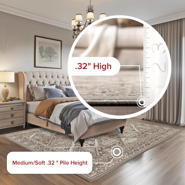 nuLOOM 9x12 Becca Traditional Tiled Area Rug, Taupe, Faded Transitional Design, Stain Resistant, For Bedroom, Dining Room, Living Room, Hallway, Office, Kitchen, Entryway - Image 5