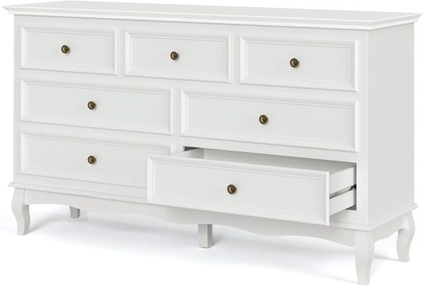 RoyalCraft White 7 Drawer Dresser for Bedroom, Modern Chest of Drawers with Solid Wood Legs and Painted Finish, Wooden Storage Closet Cabinet Organizer for Living Room, Hallway - Image 9