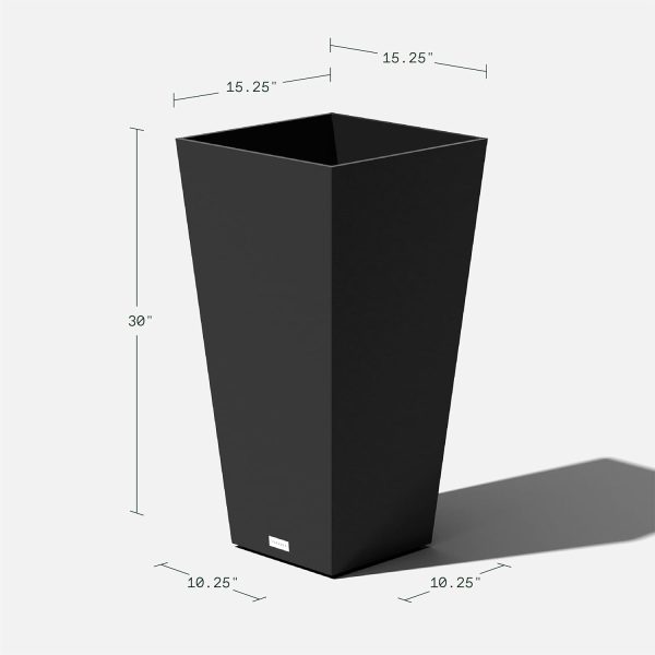 Veradek V-Resin Indoor/Outdoor Taper Planter, Set of 2 (30 inch, Black) - Image 2