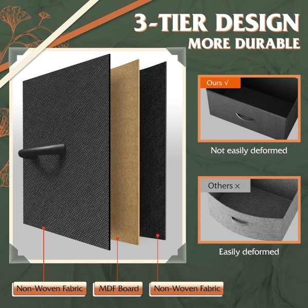 WLIVE 9-Drawer Dresser, Fabric Storage Tower for Bedroom, Hallway, Entryway, Closet, Tall Chest Organizer Unit with Fabric Bins, Steel Frame, Wood Top, Easy Pull Handle, Charcoal Black - Image 4