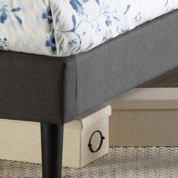 ZINUS Shalini Upholstered Platform Bed Frame / Mattress Foundation / Wood Slat Support / No Box Spring Needed / Easy Assembly, Dark Grey, Full - Image 6